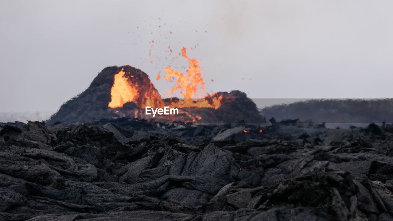 Volcanic eruption in mt fagradalsfjall, southwest iceland. the eruption began in march 2021.