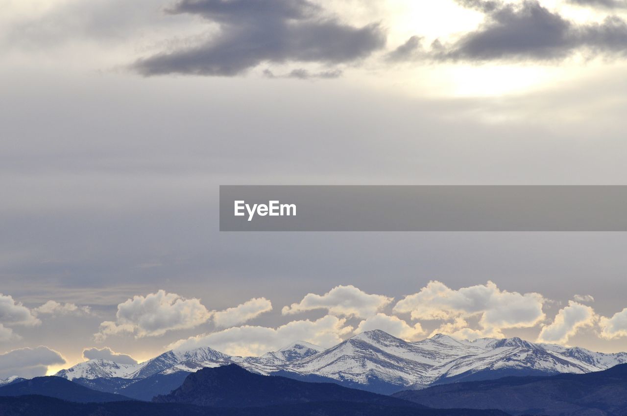 Panoramic view of snow covered mountain range
