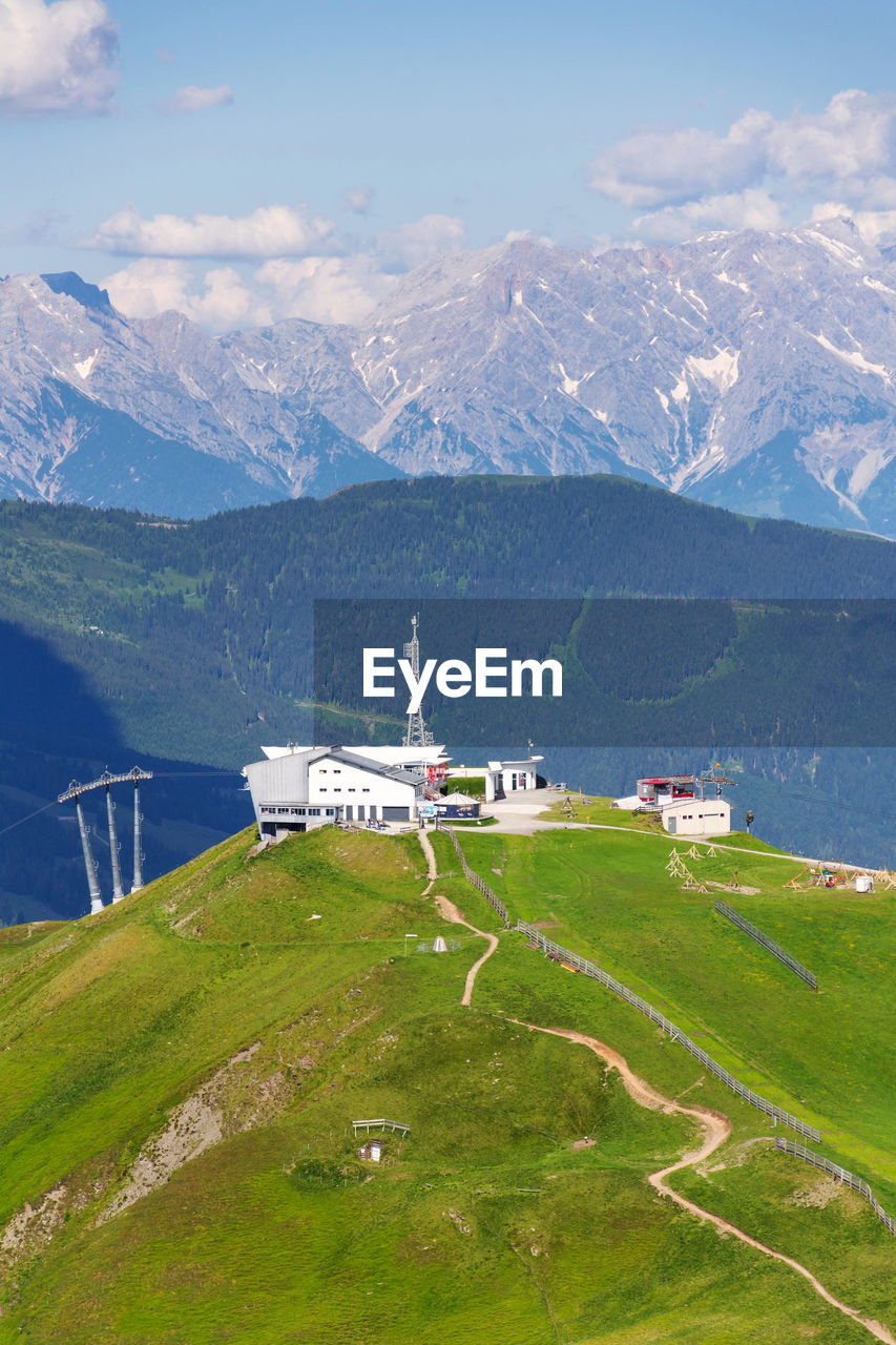 high angle view of people on mountain range