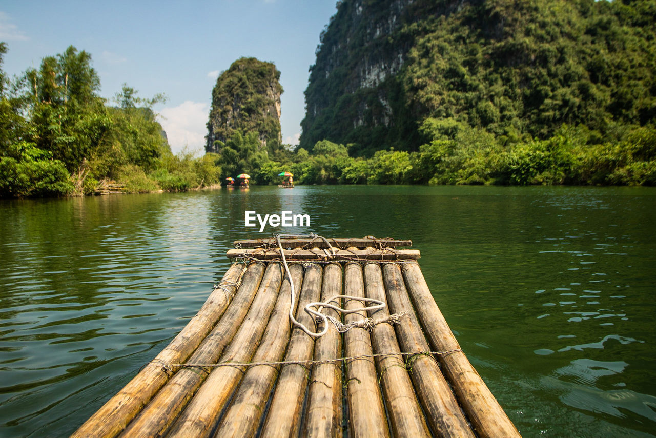 Scenic view of lake on boat