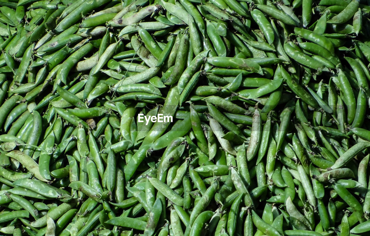 Full frame shot of green beans for sale at market