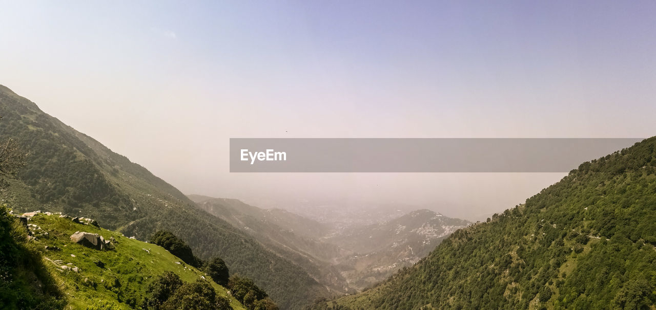 Scenic view of mountains against clear sky