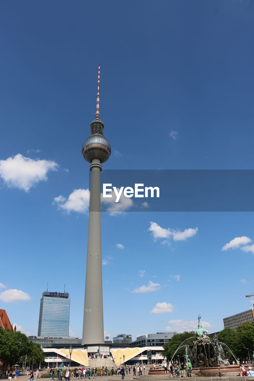 Low angle view of fernsehturm against sky