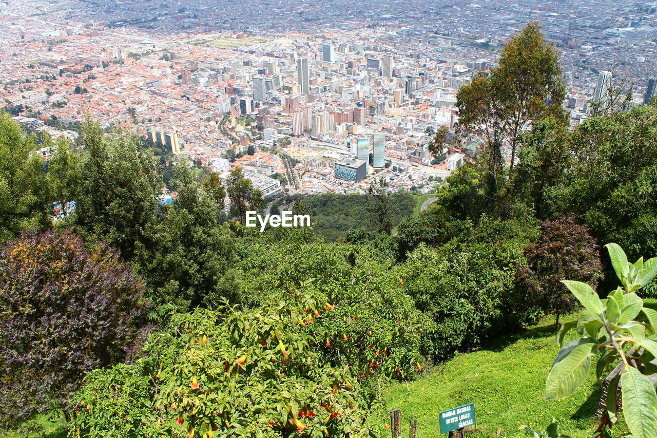 High angle view of cityscape seen from mountain