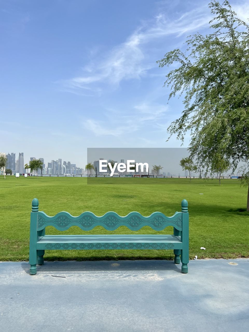 Empty bench in park