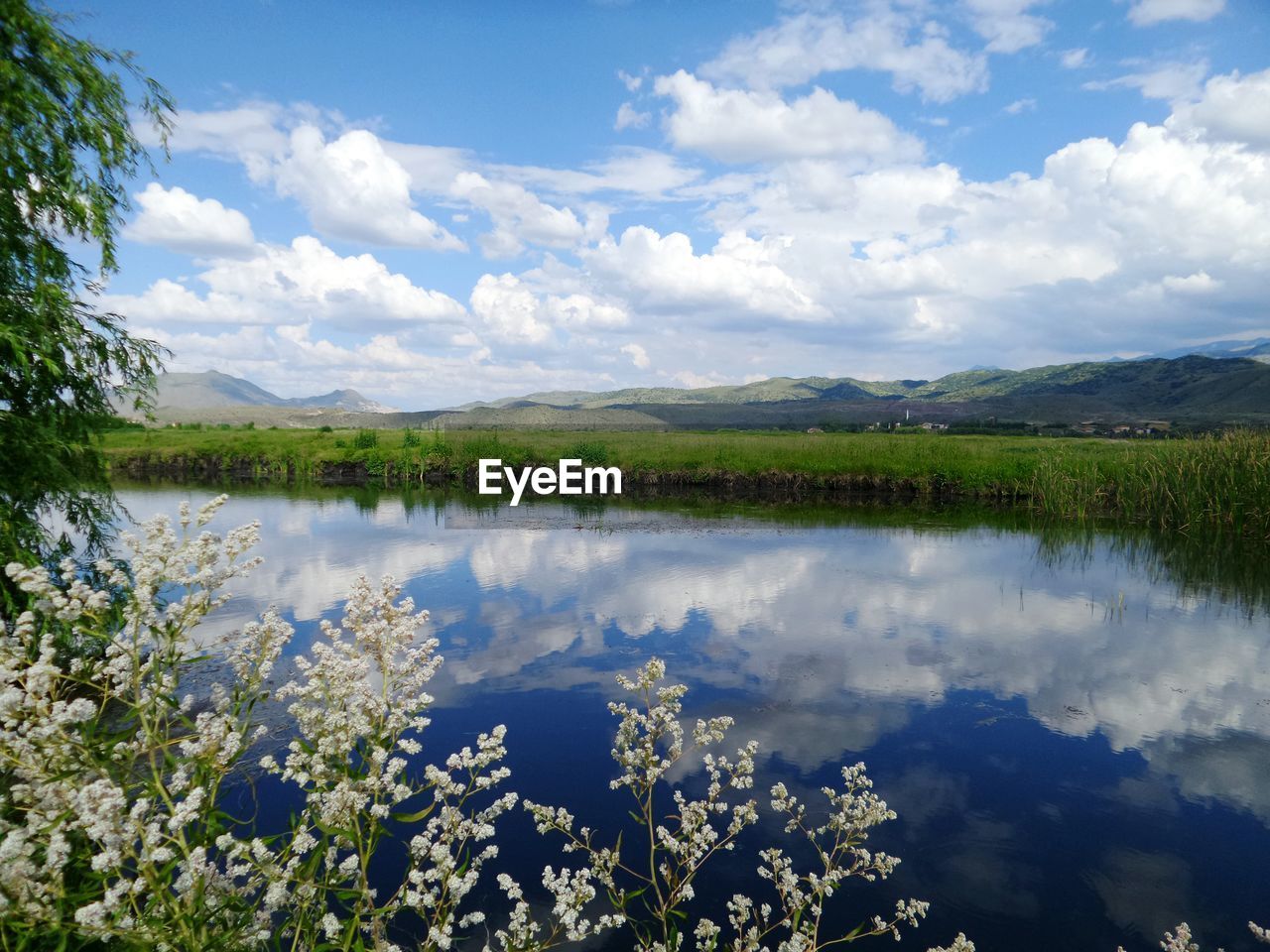 Reflection of clouds in lake