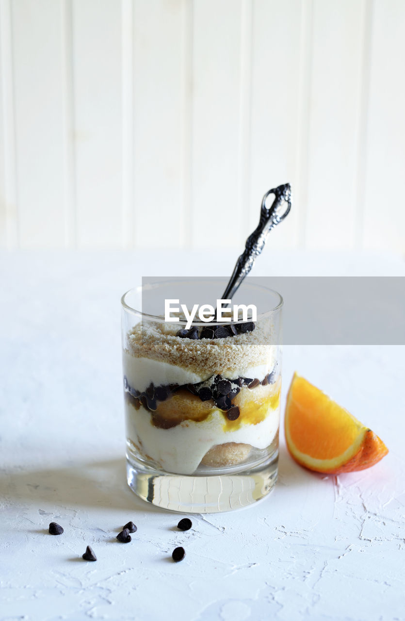 Orange tiramisu, italian dessert