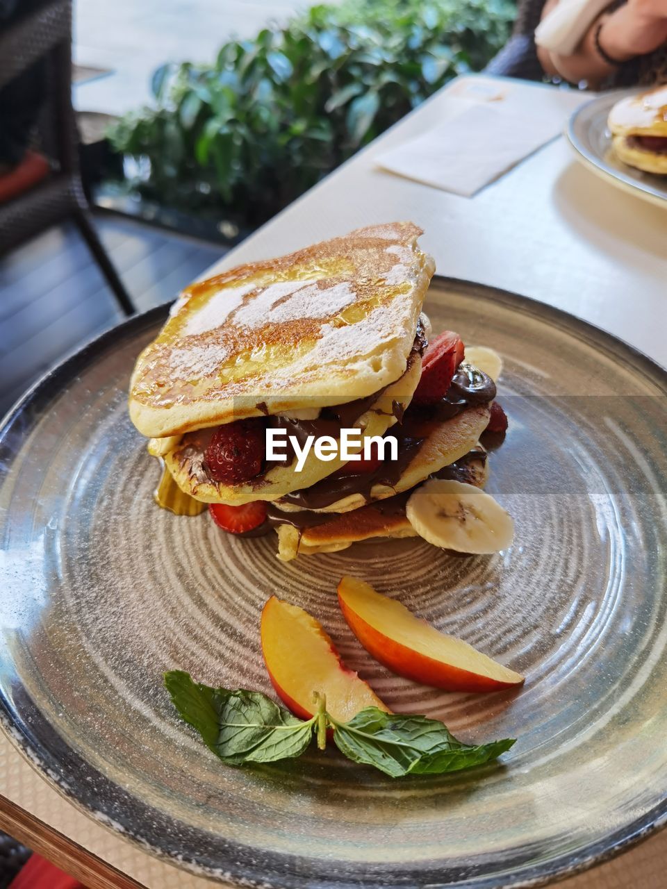 Close-up of pancake in plate