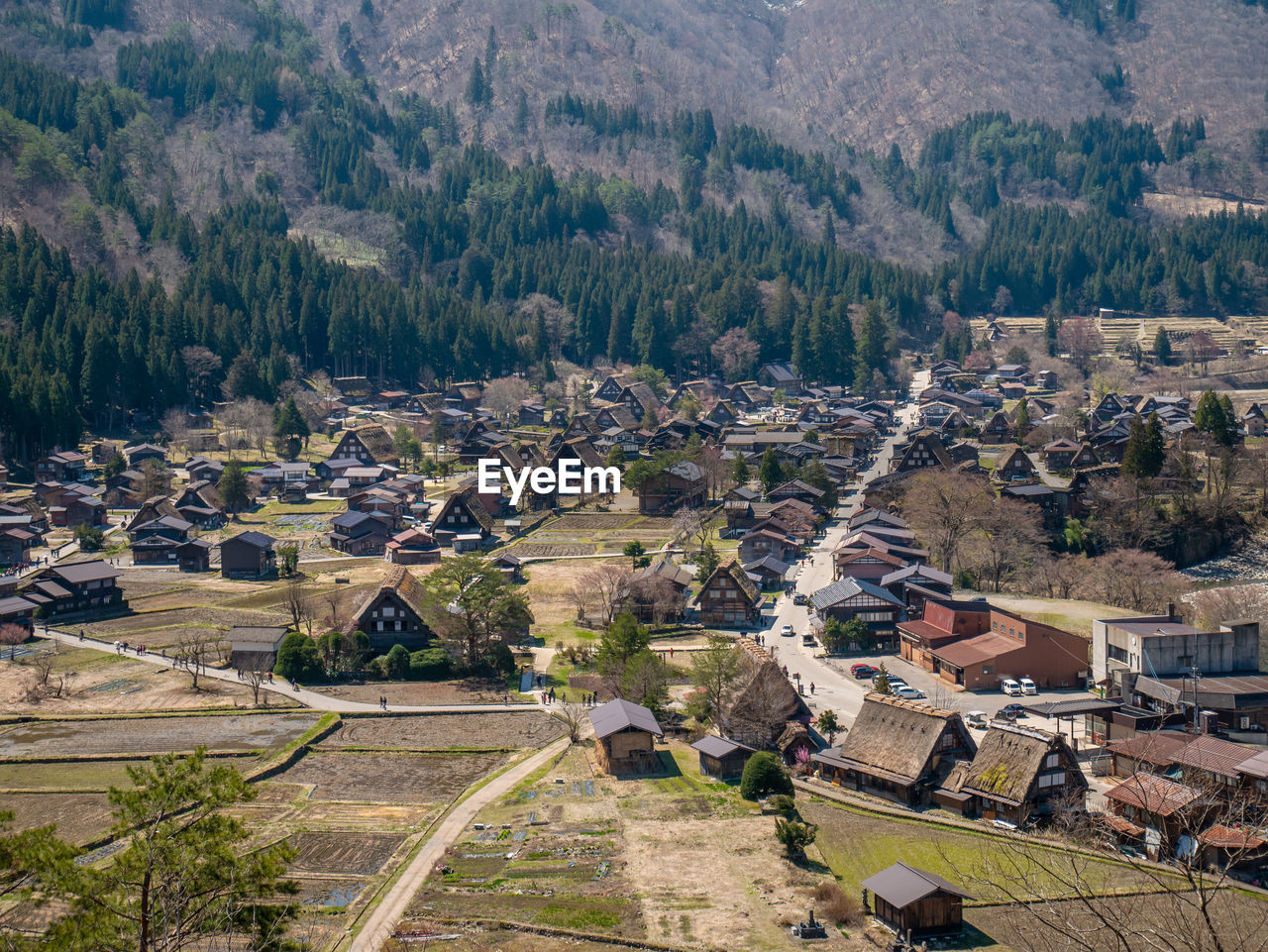 Historic village of shirakawa-go in spring , japan