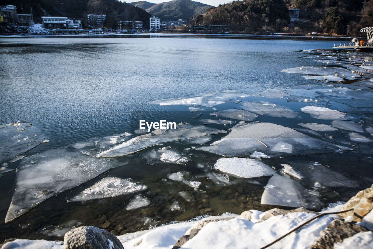 View of frozen lake