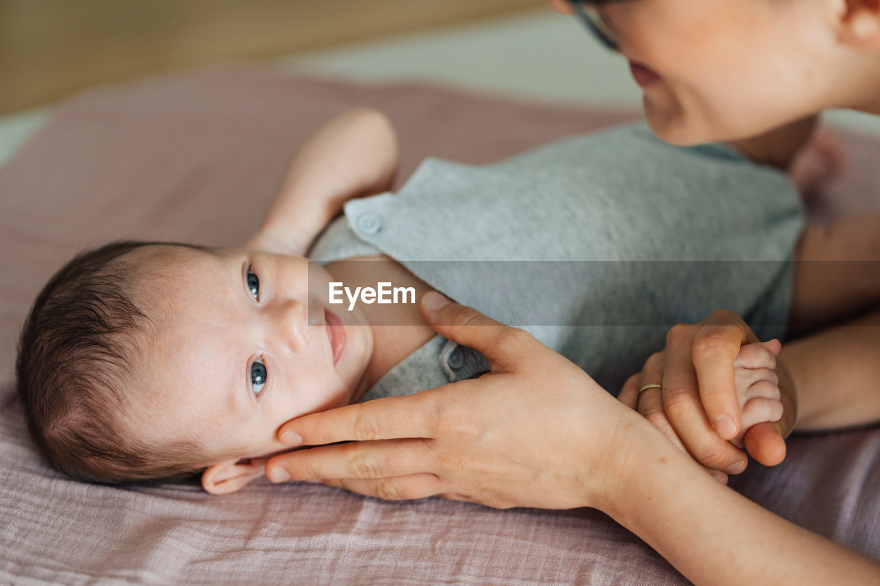 Portrait of cute baby lying down