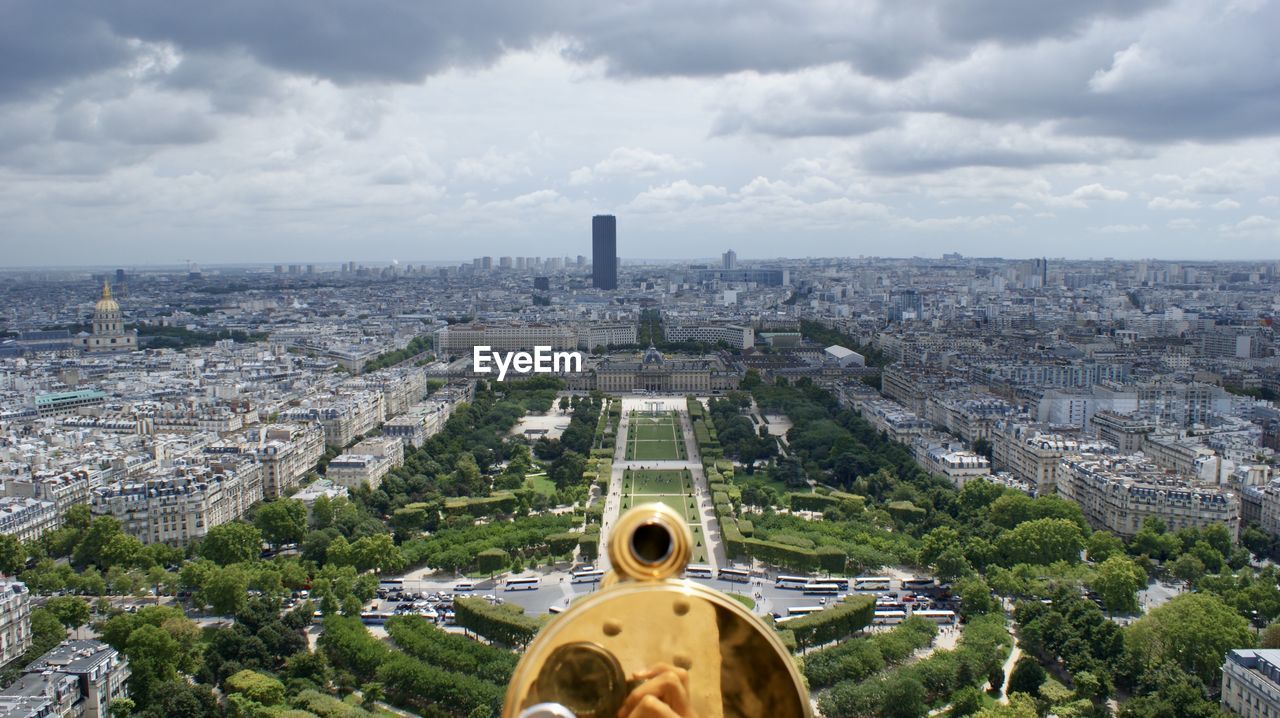 High angle view of buildings in city