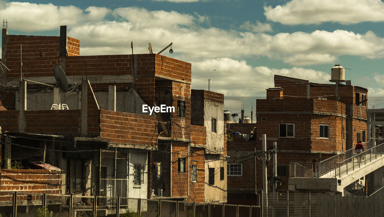 Low angle view of buildings against sky