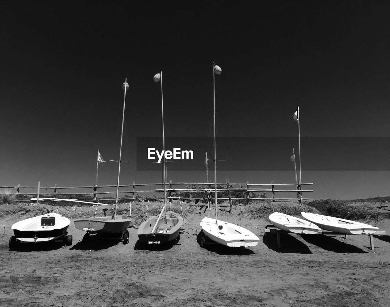 Boat in sea against clear sky