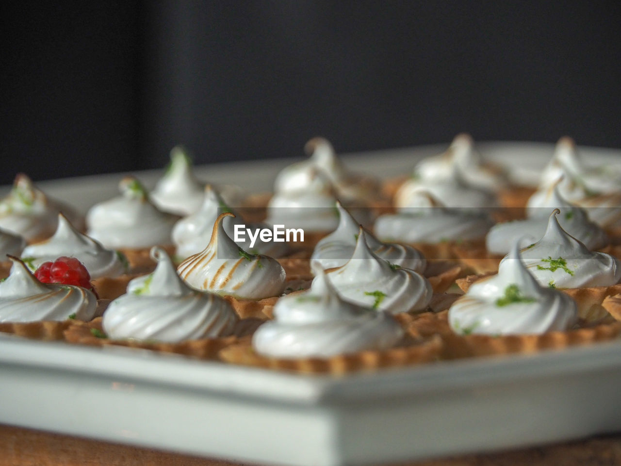 Mini pies on tray in the hotel.