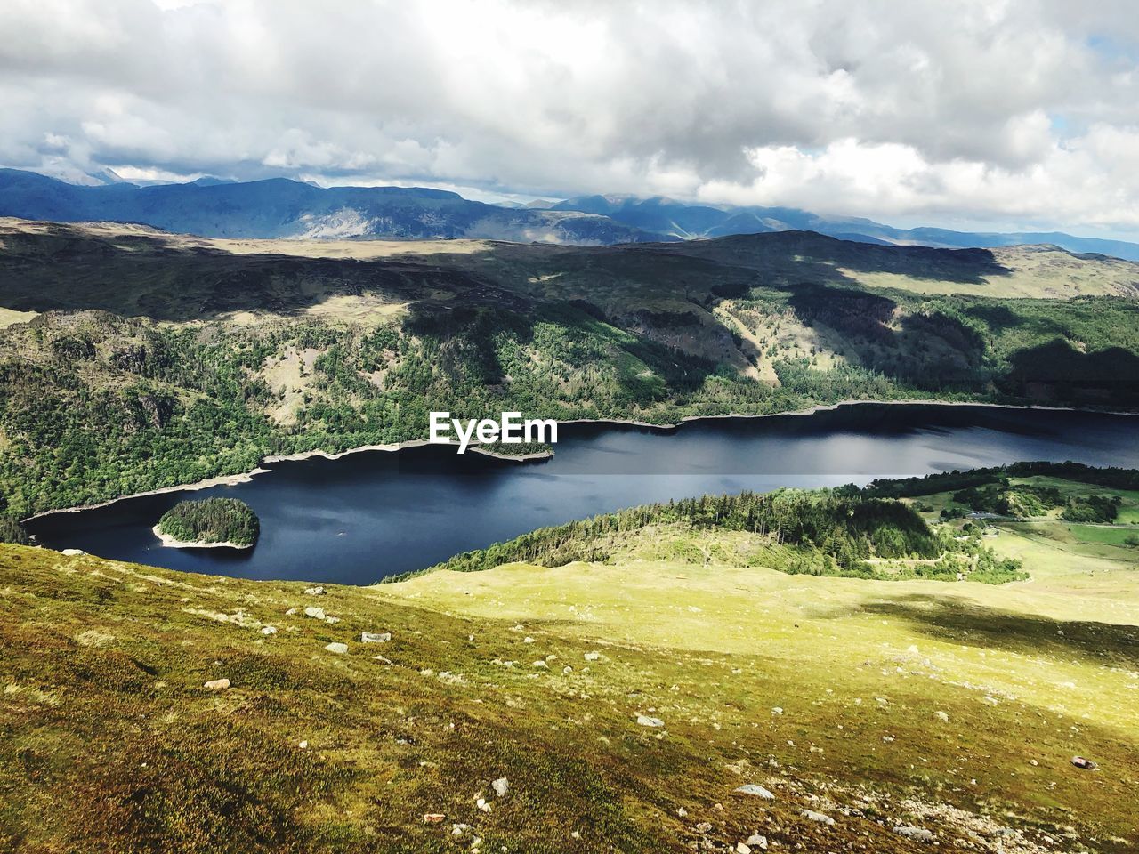 Scenic view of lake against sky