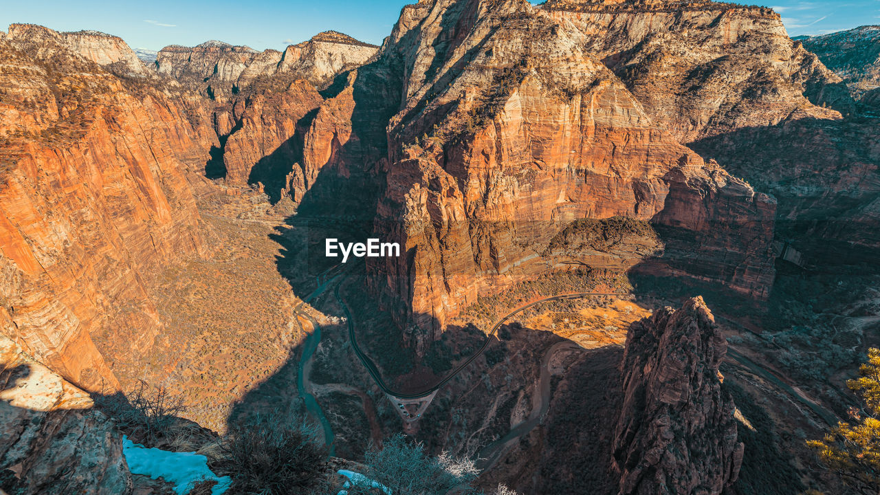 Scenic view of canyon against sky