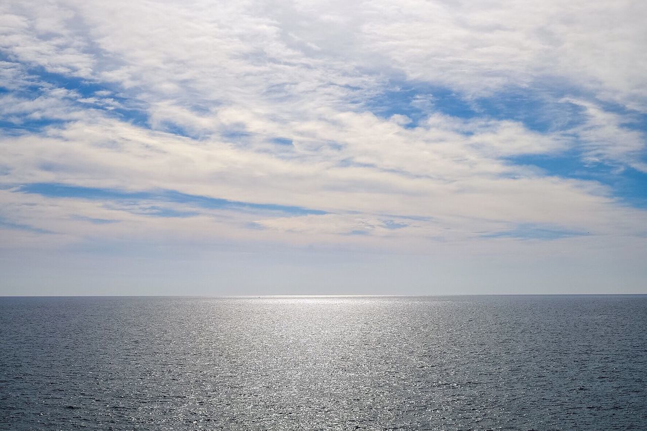 Scenic view of sea against cloudy sky