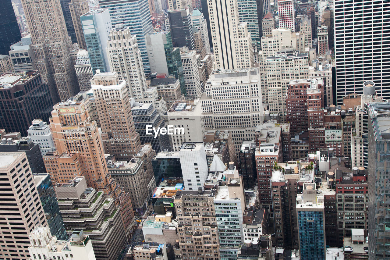 High angle view of buildings in city