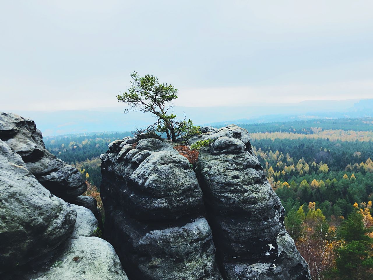 Scenic view of rocks against sky