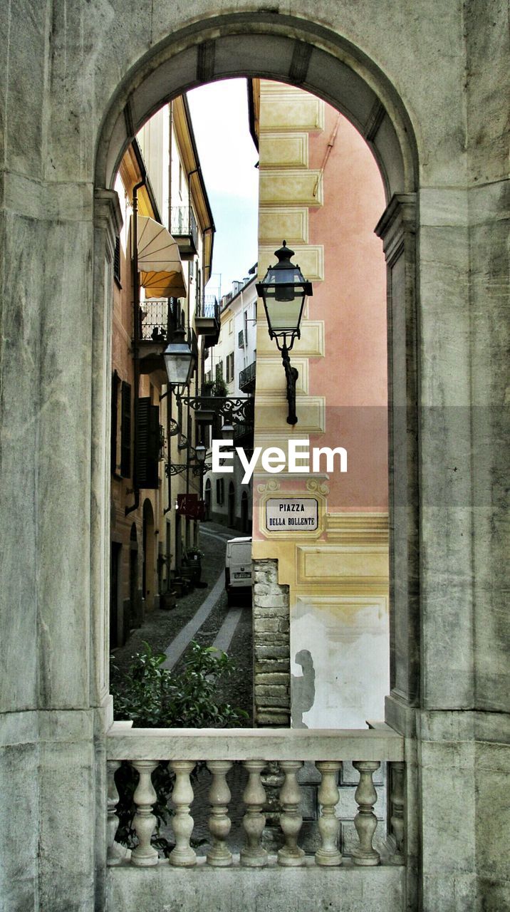 Narrow alley along buildings