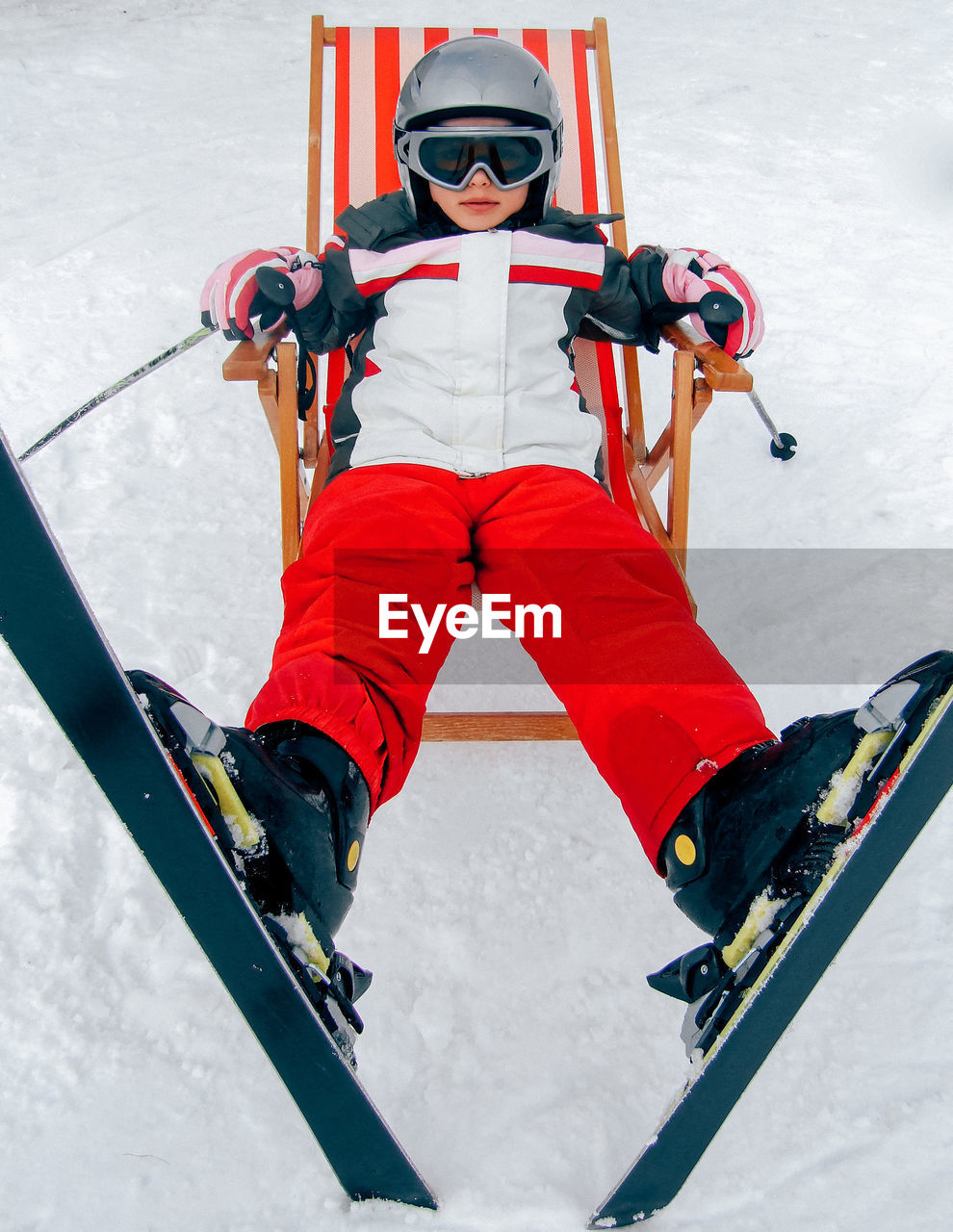 Girl skiing on snow