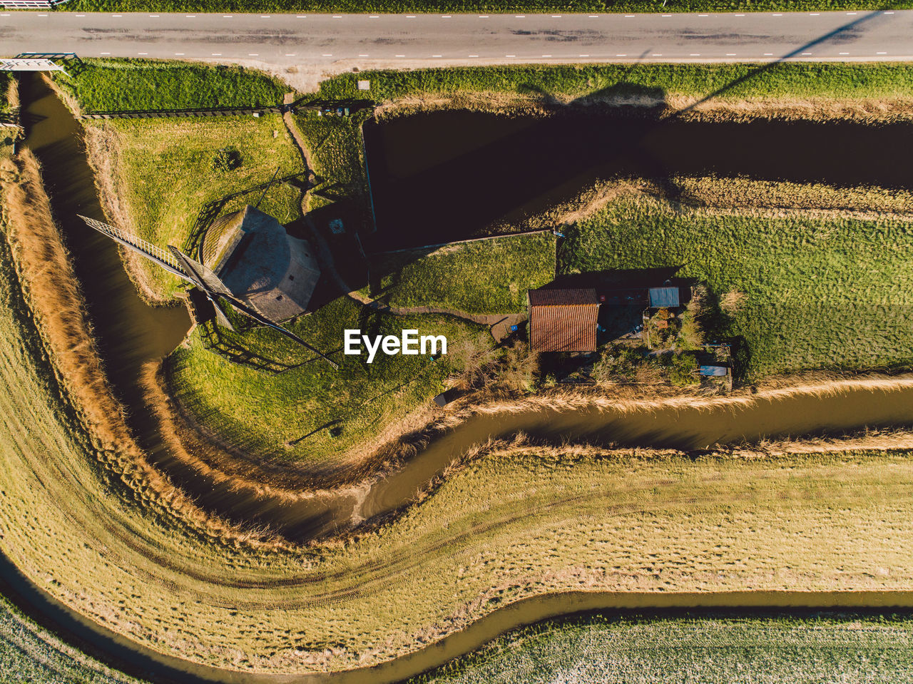 High angle view of agricultural field