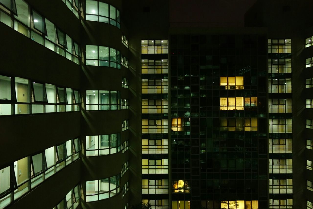 Illuminated office buildings