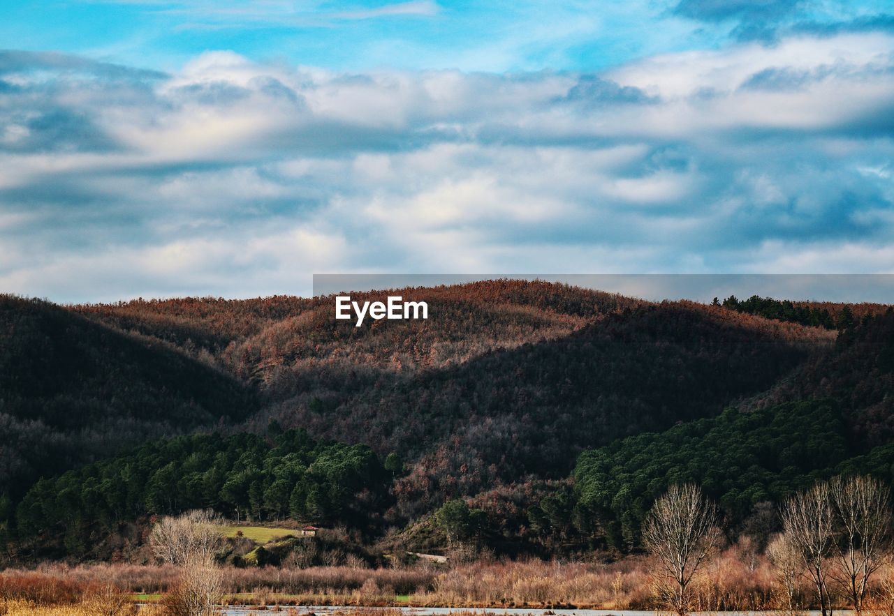 SCENIC VIEW OF LANDSCAPE AND MOUNTAINS AGAINST SKY
