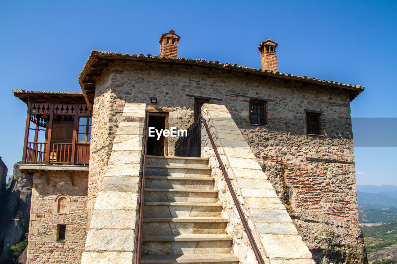 Kalambaka, greece, july 23, 2022.the holy monastery of roussanou, located in meteora greece 