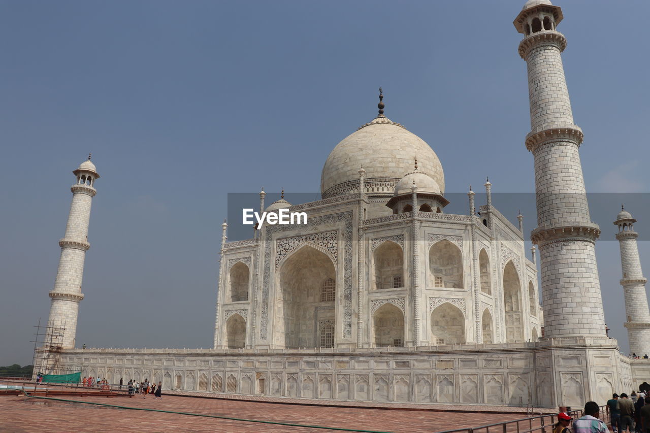 View of mesmerising taj against clear sky