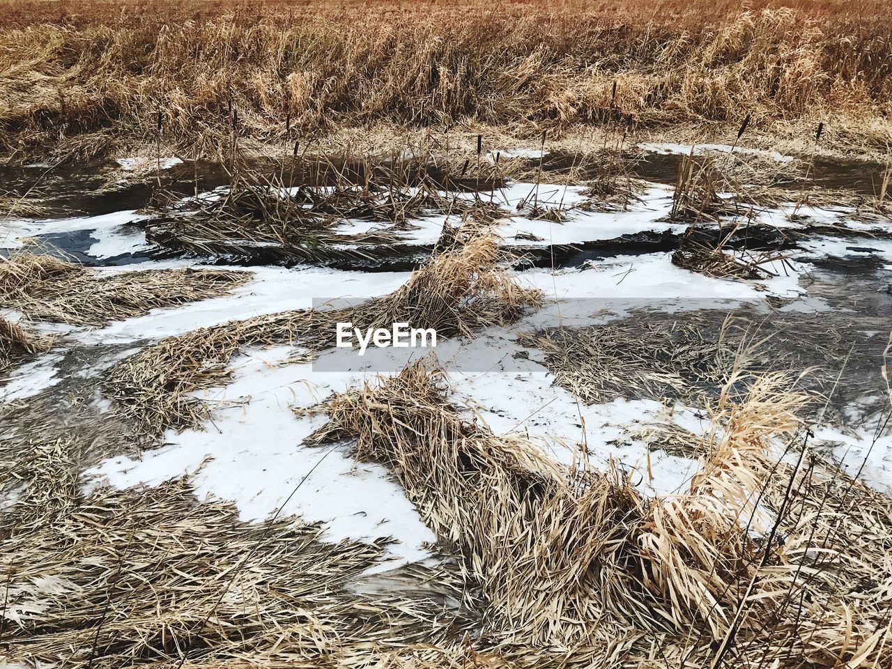 HIGH ANGLE VIEW OF SNOW ON LAND