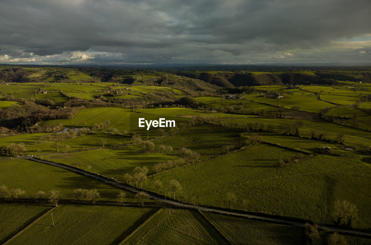 High angle view of landscape against sky