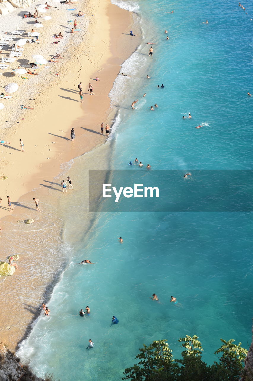 Aerial view of people on beach