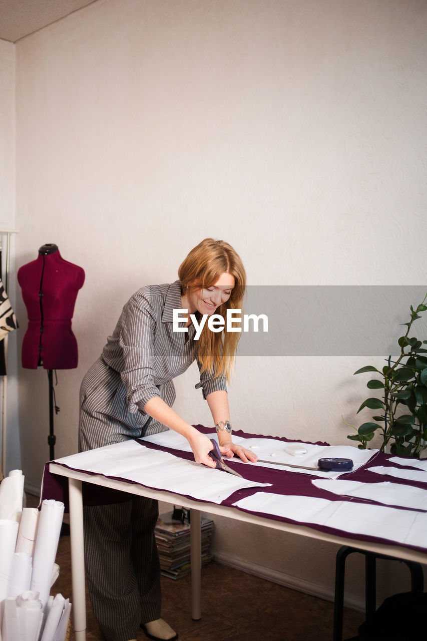 Woman working on table