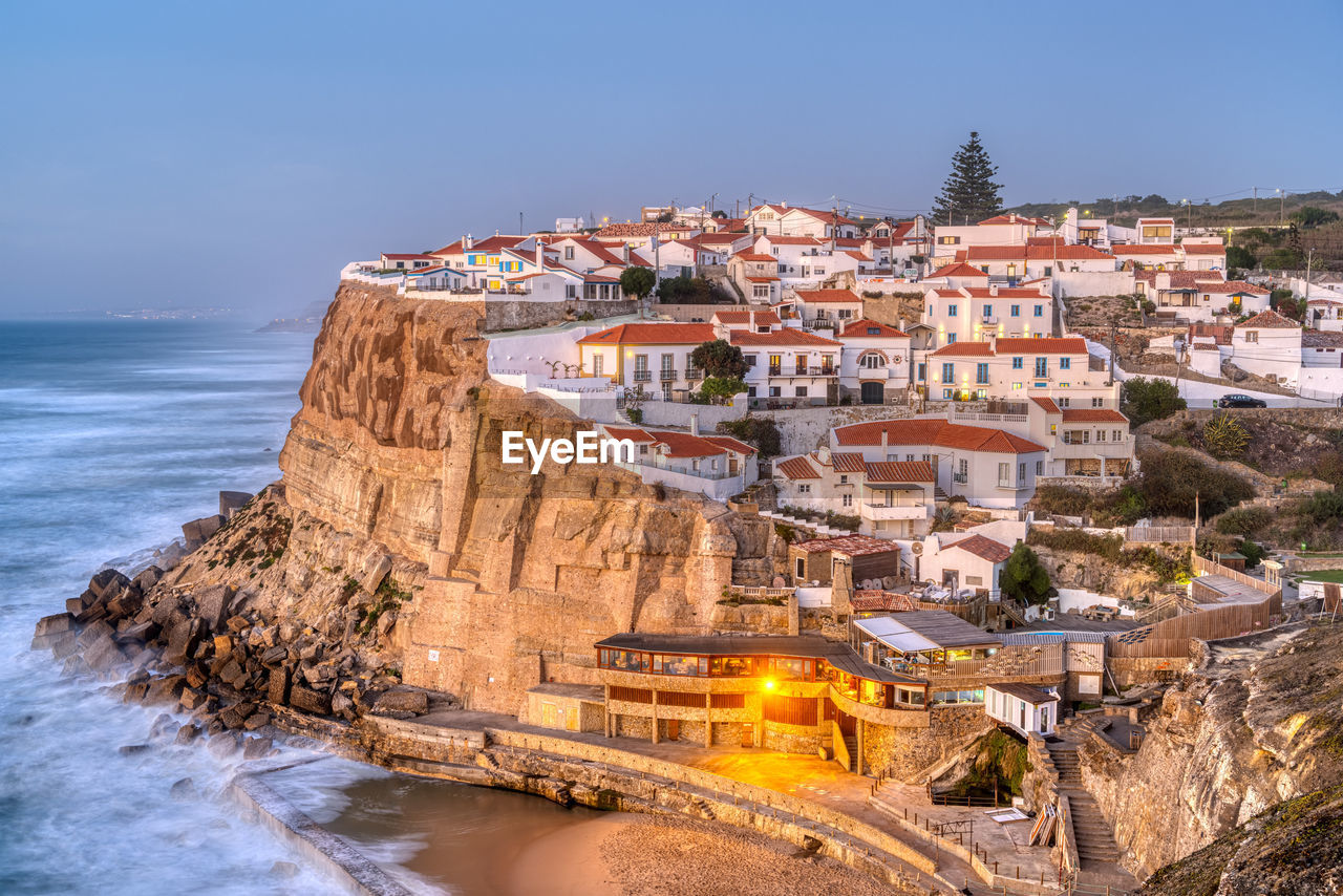 Lovely azenhas do mar at the portuguese atlantic coast after sunset