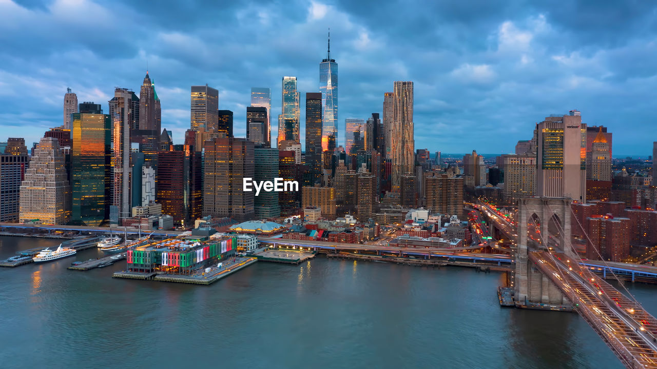 Amazing panorama view of new york city skyline and skyscraper 