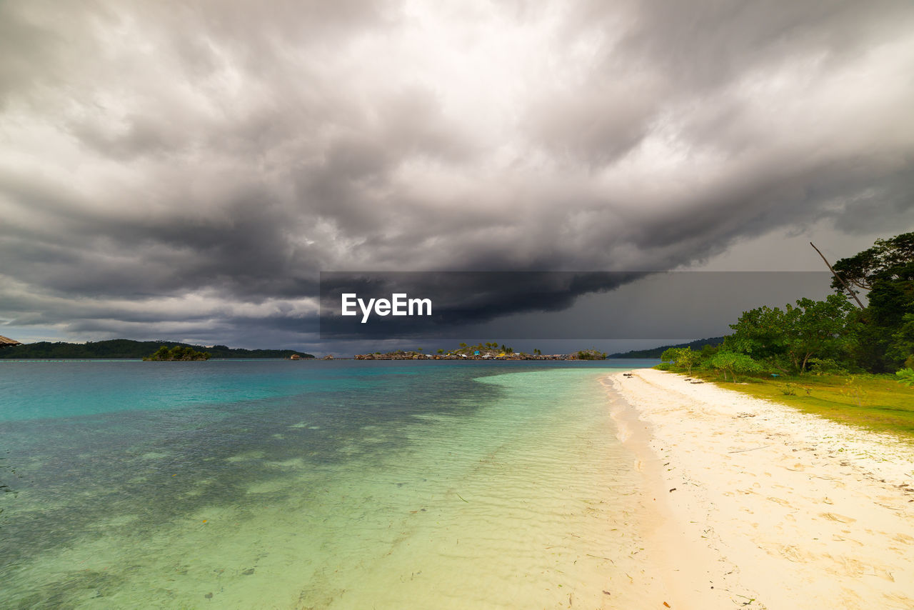 Scenic view of sea against cloudy sky