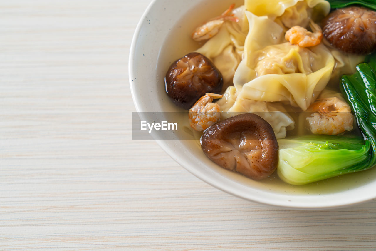 directly above shot of food in bowl on table