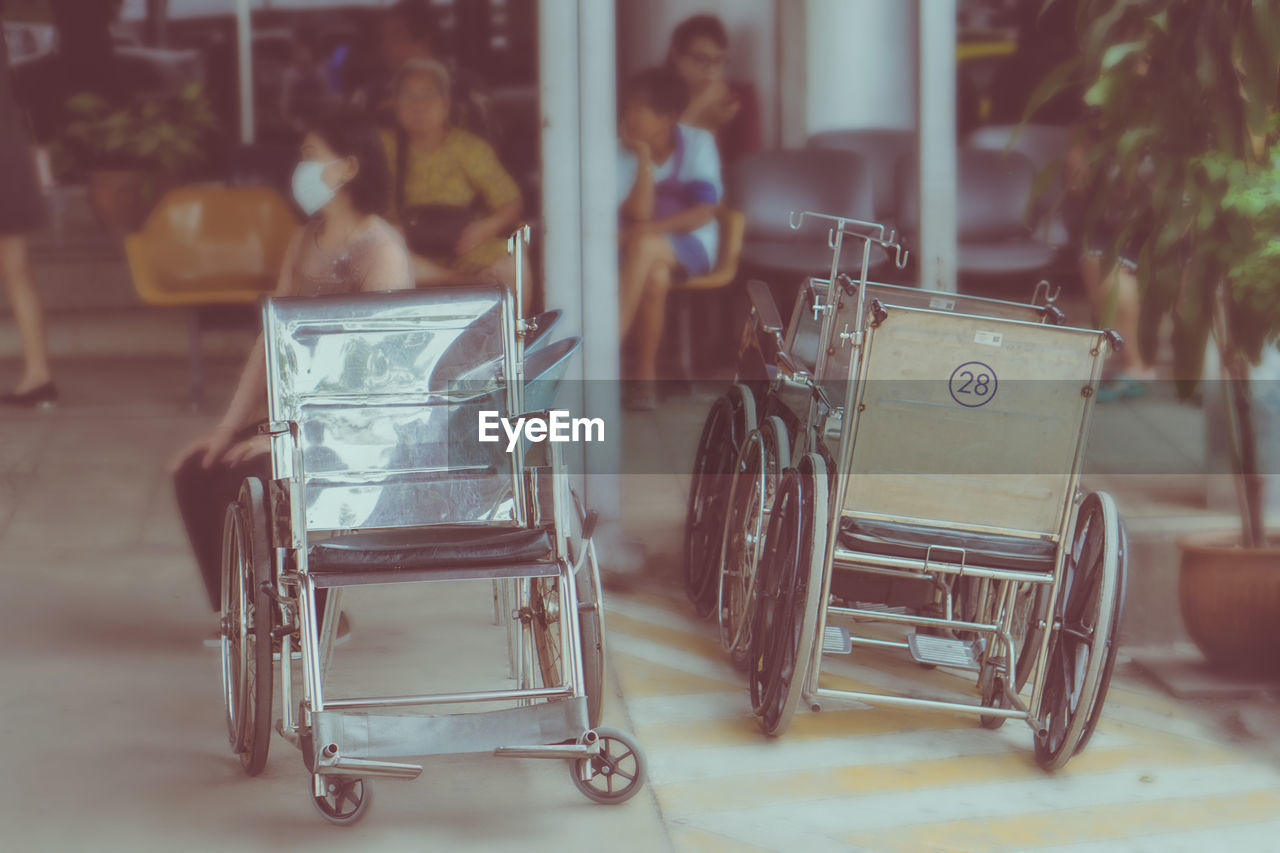 Wheelchairs outside hospital