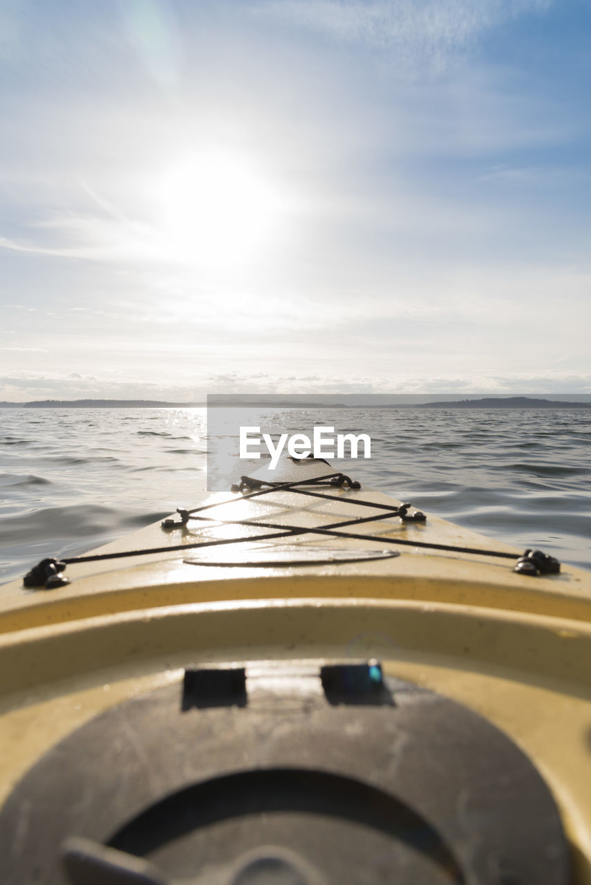 Boat on sea against sky