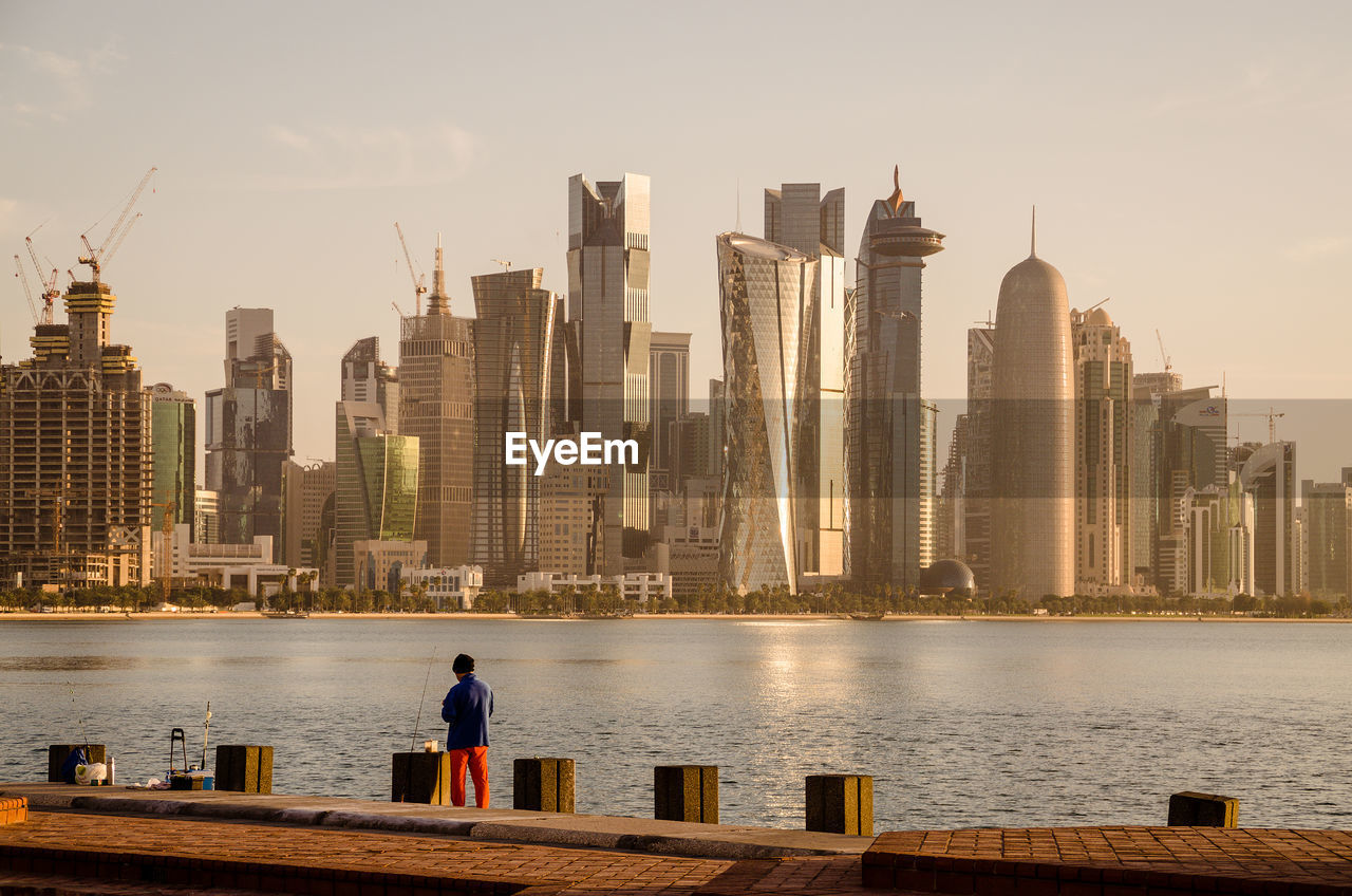 Doha skyline in the evening, qatar 