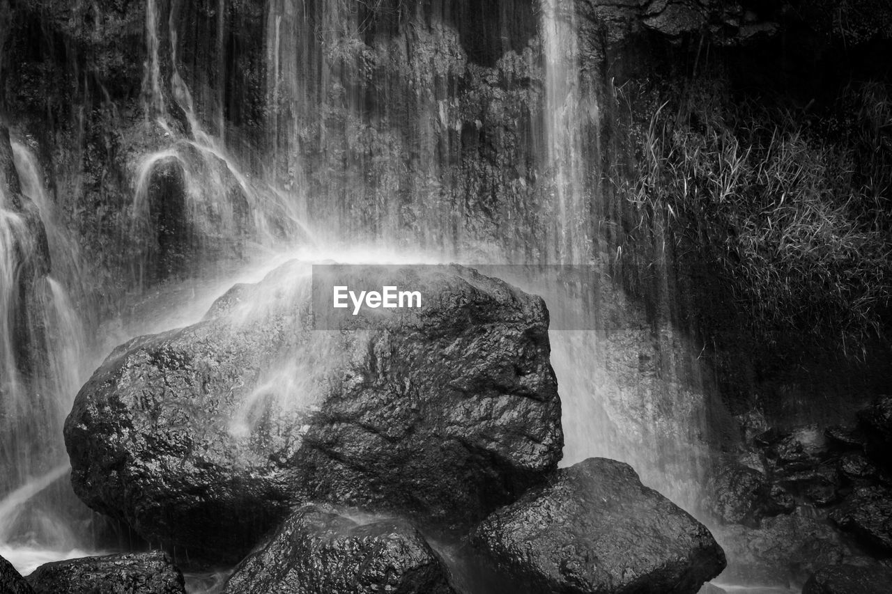 VIEW OF WATERFALL WITH ROCKS