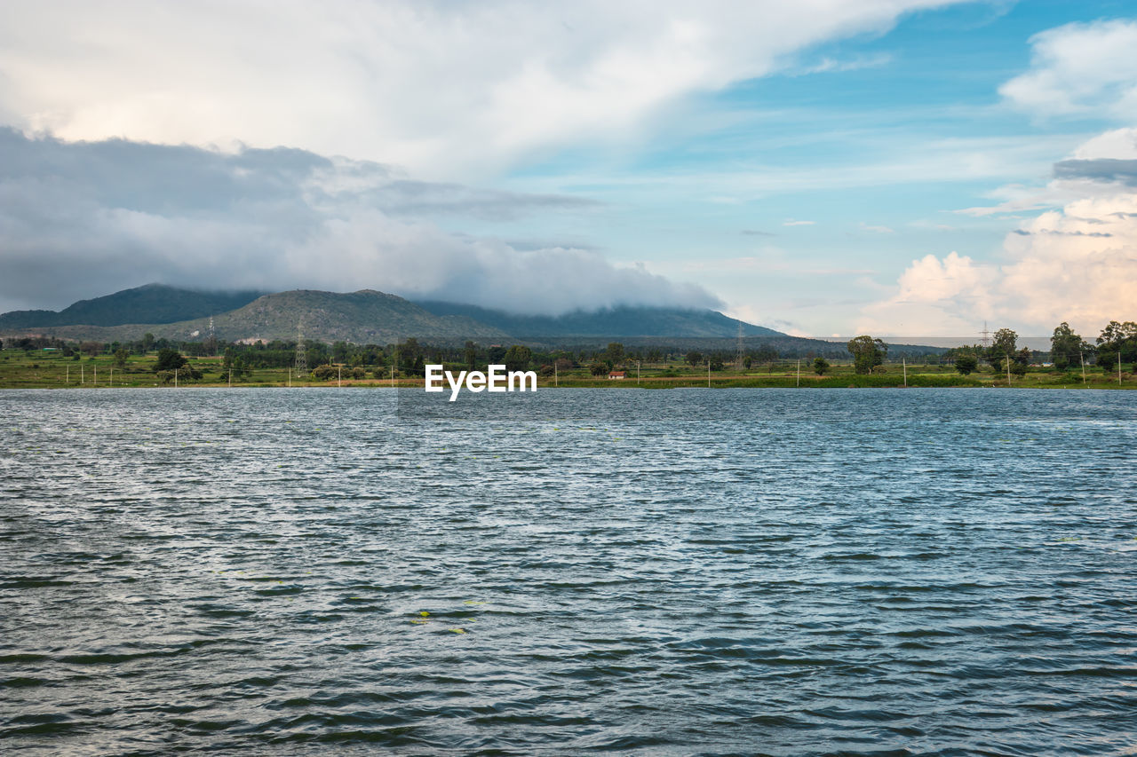 Scenic view of lake against sky