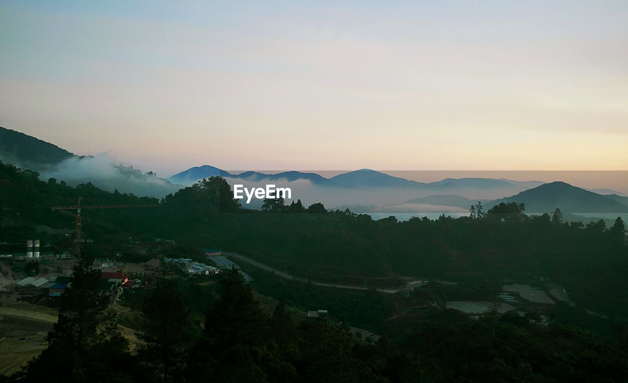 Scenic view of mountains against clear sky