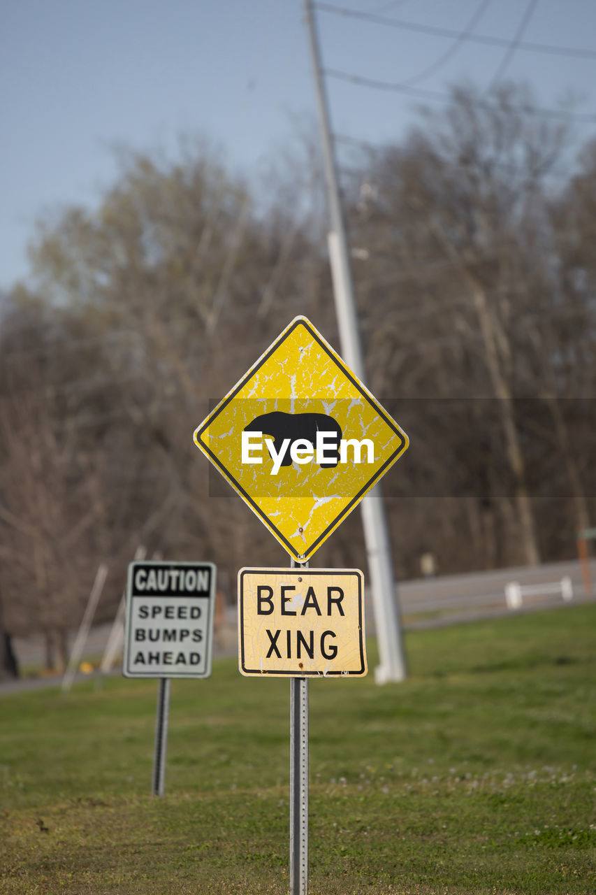 low angle view of road sign