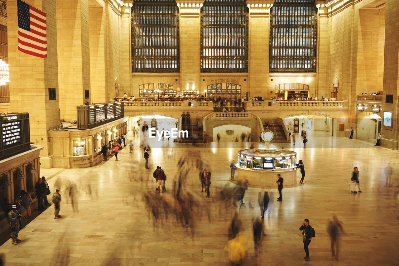 Blurred motion of people at grand central station