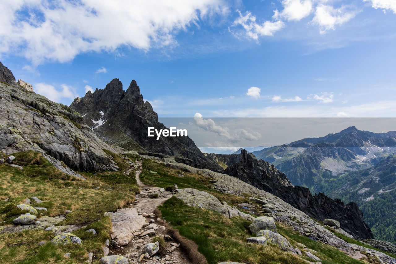 Panoramic view of mountains against sky