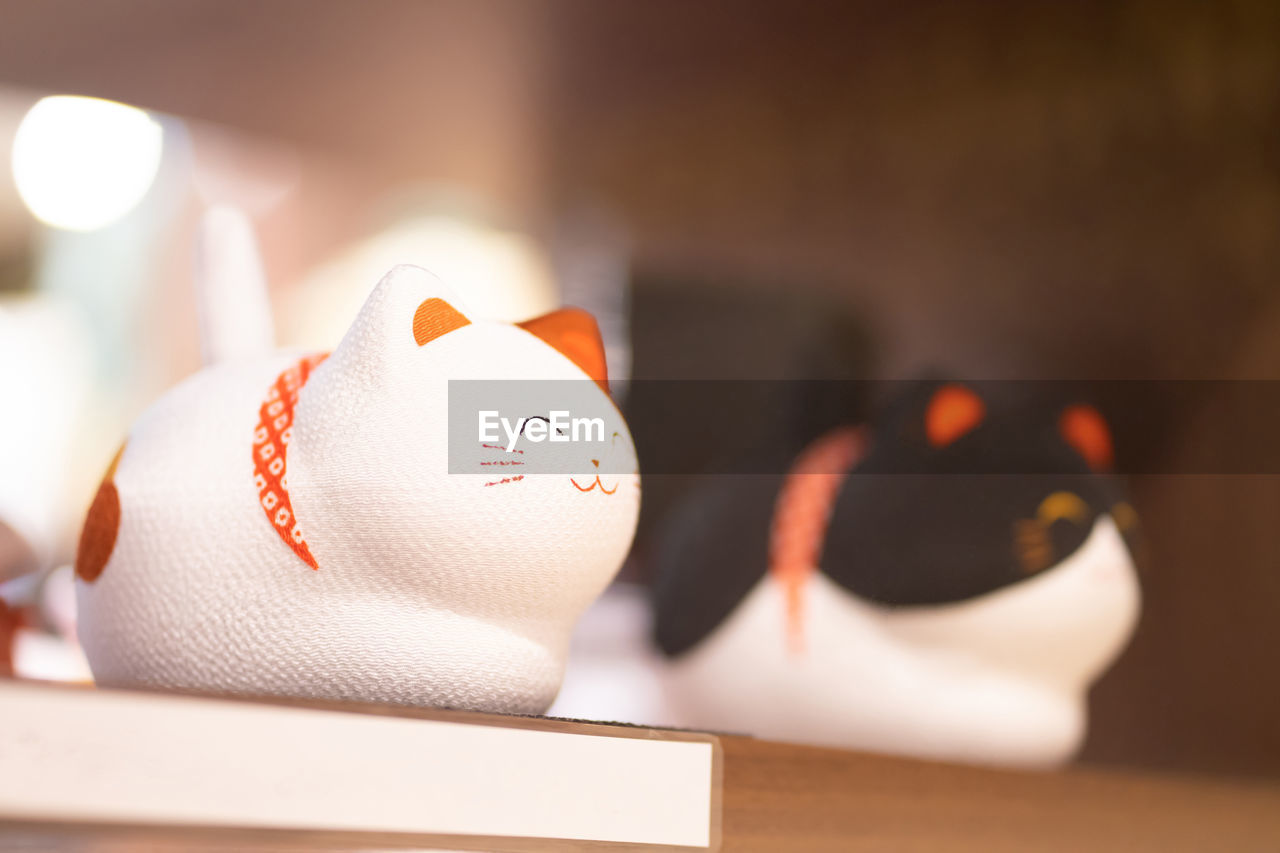 close-up of christmas decorations on table