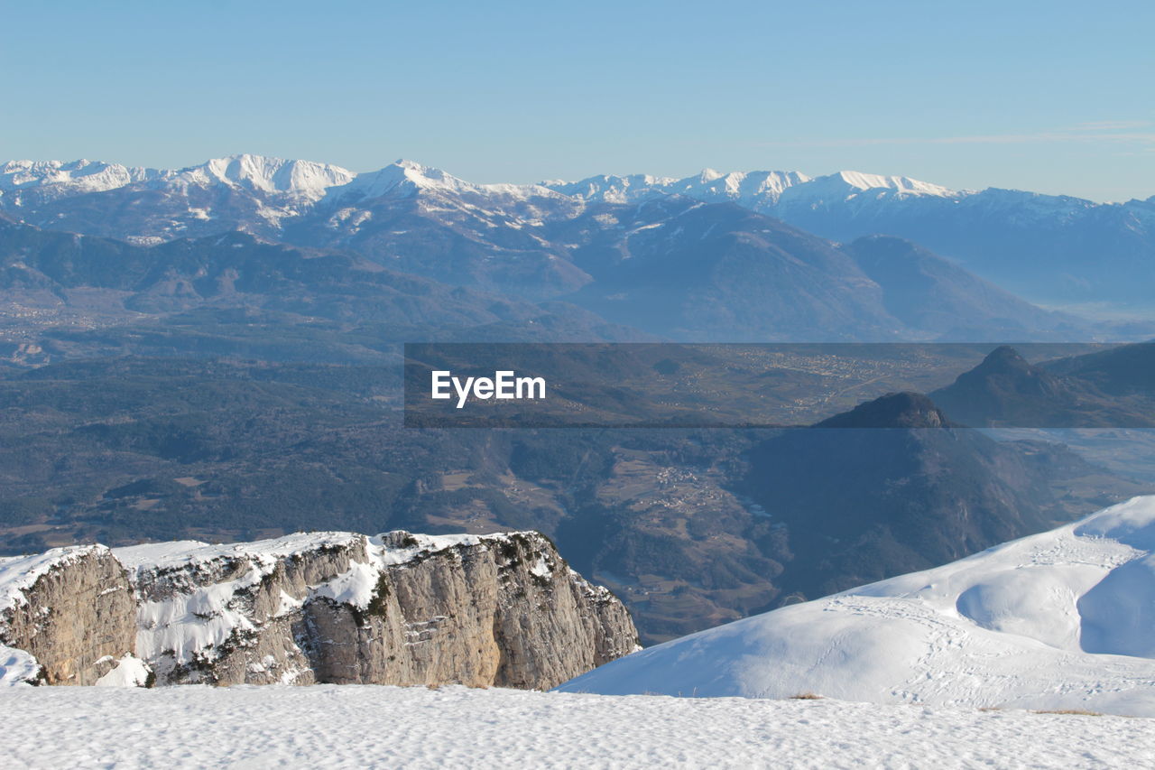 Scenic view of snowcapped mountains against sky in italian alps